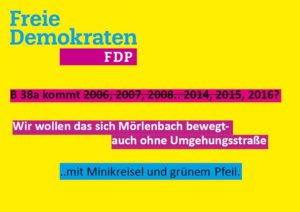Seit 2001 fordern wir Kreisel in Mörlenbach. Stillstand aufheben.